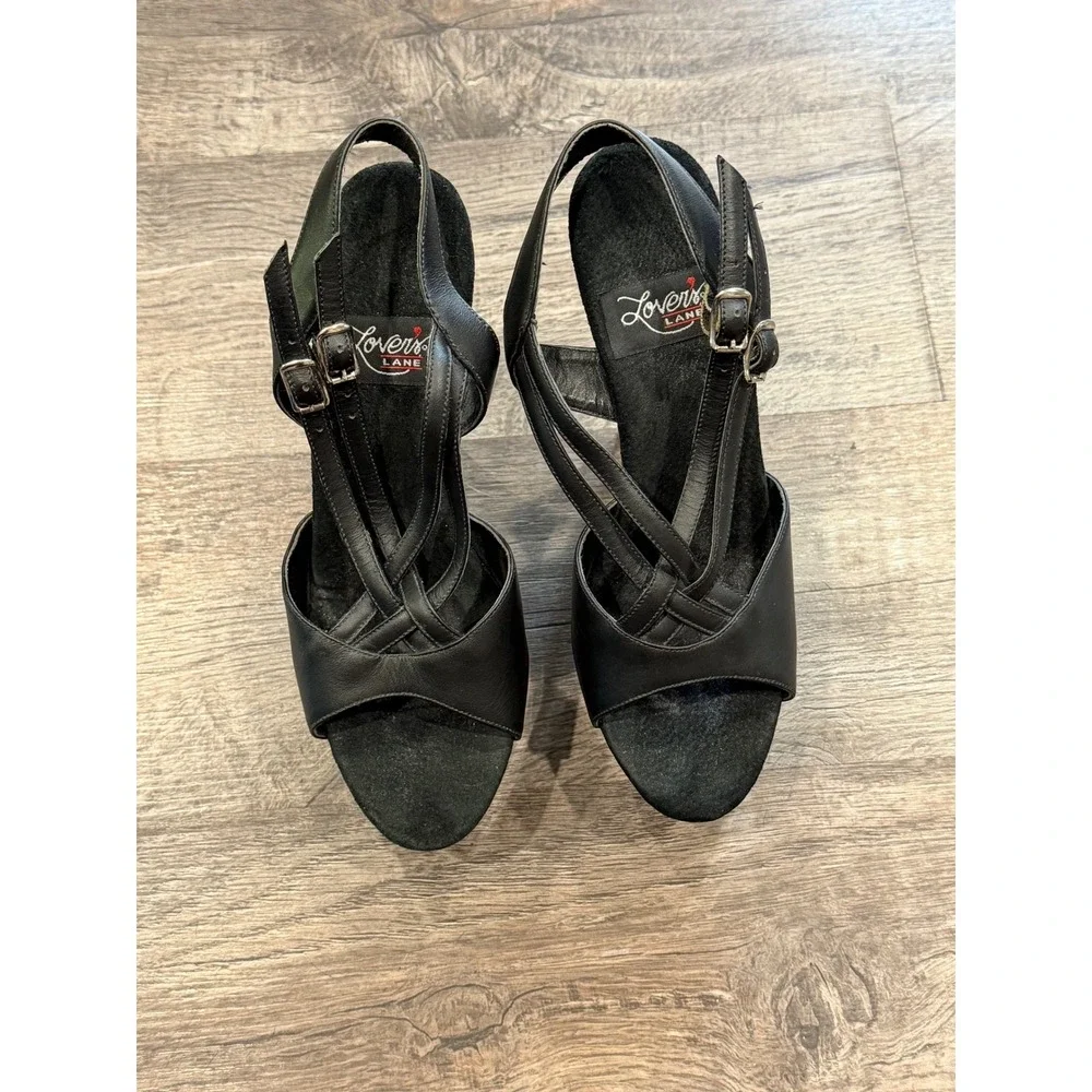Lovers Lane Black Platform Sandals Stiletto High Heel Ankle Strap Womens 6